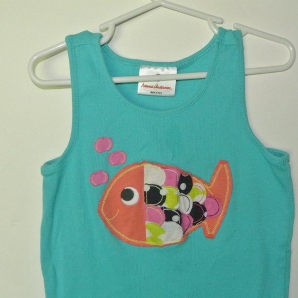 Hanna Andersson Ribbed Blue Applique Fish Tank Top - Picture 2 of 3